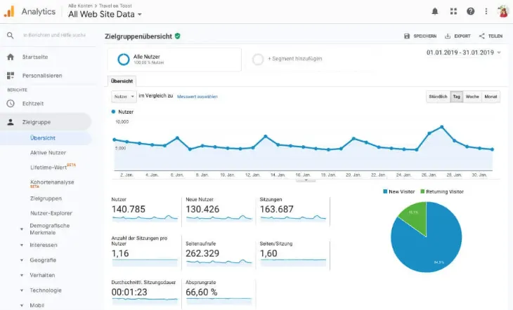 screenshot Google Analytics