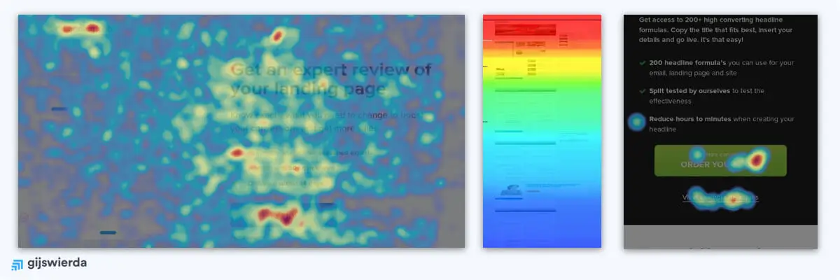 Voorbeeld heatmap scrollmap clickmap