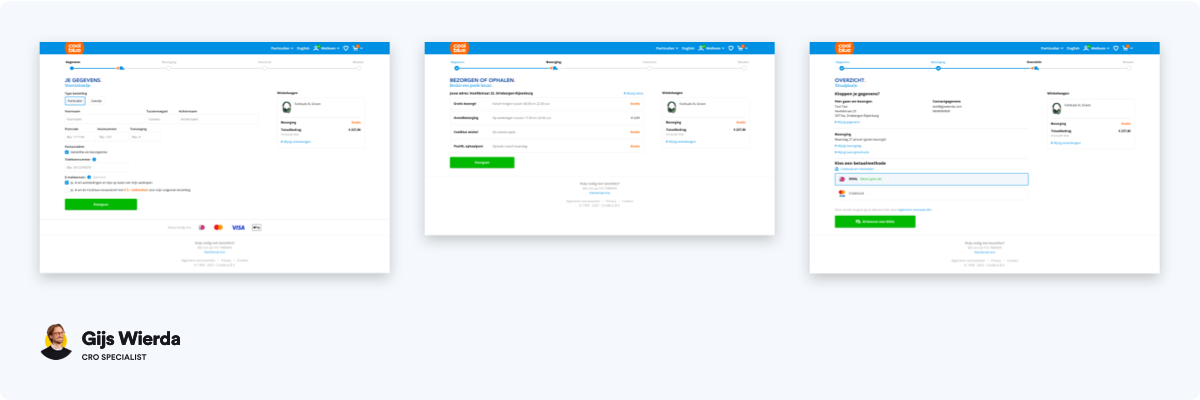 Coolblue checkout bestaat uit meerdere stappen