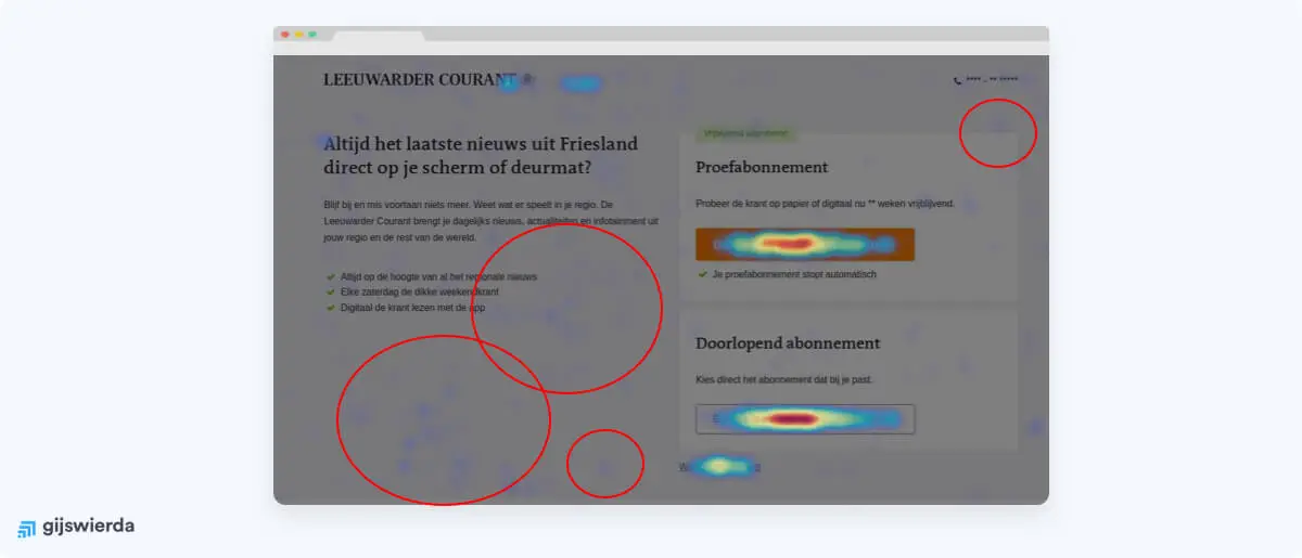 ruis op een clickmap en heatmap