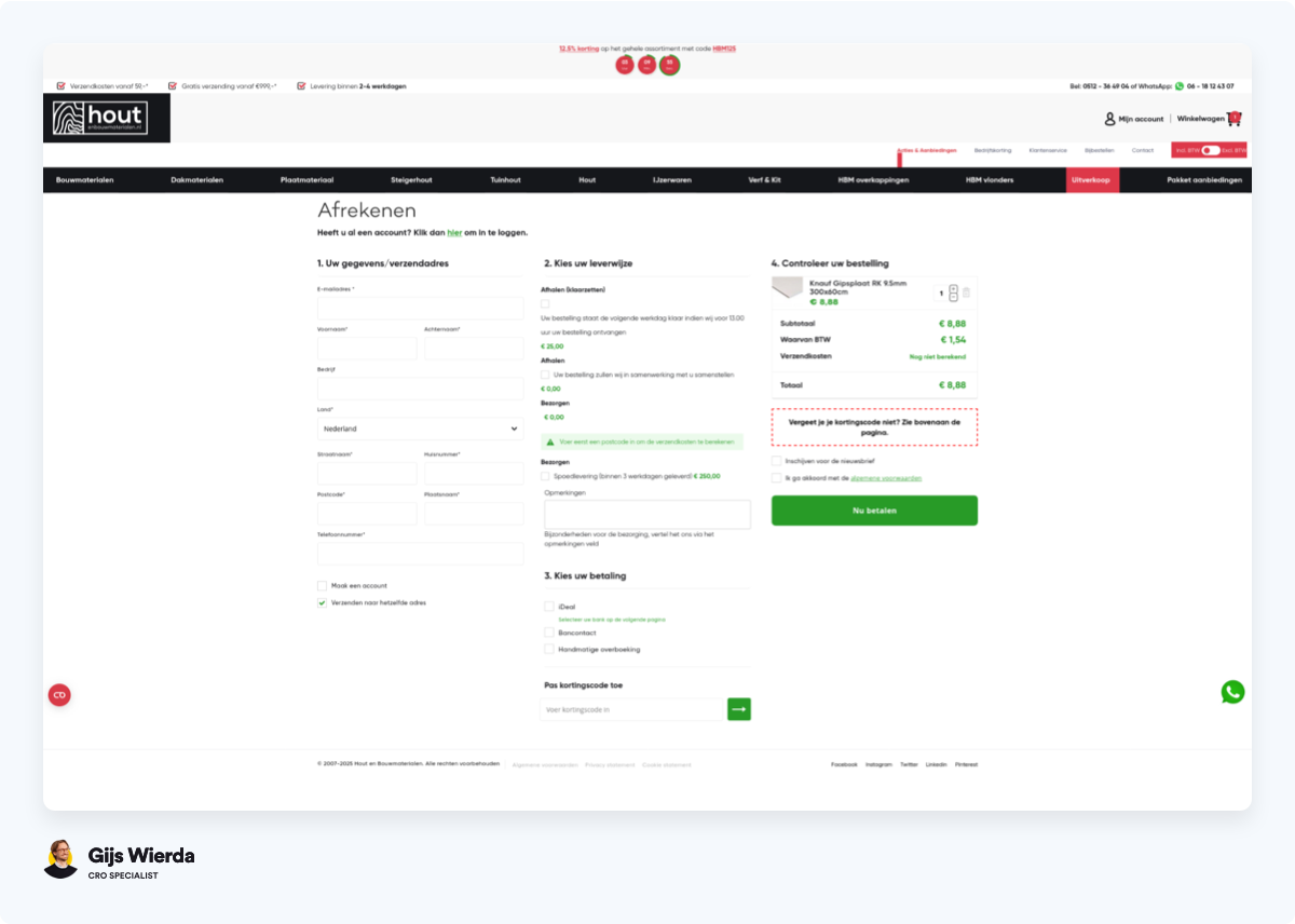 Magento checkout voorbeeld