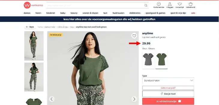 Tip #2: Laat je prijs in een kleiner lettertype zien